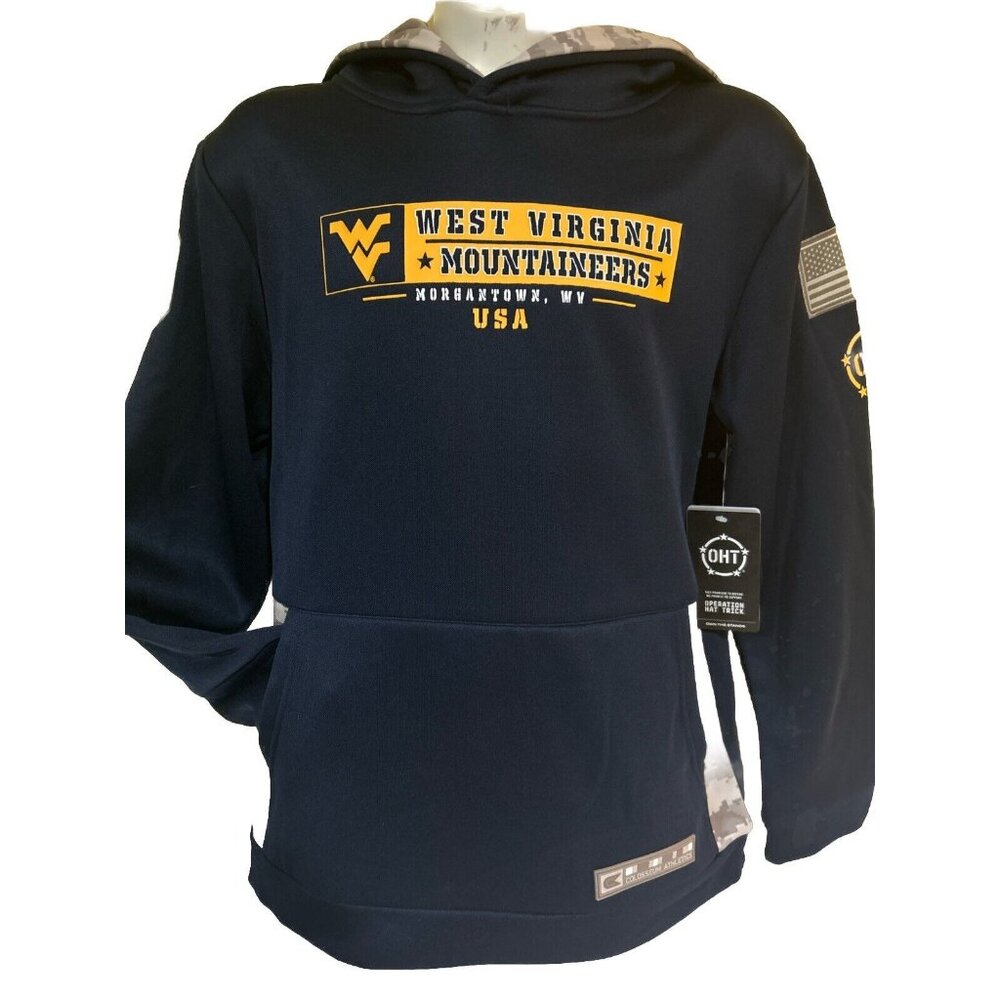 NEW West Virginia Mountaineers Colosseum OHT Navy Camo Hoodie Sweatshirt Youth M